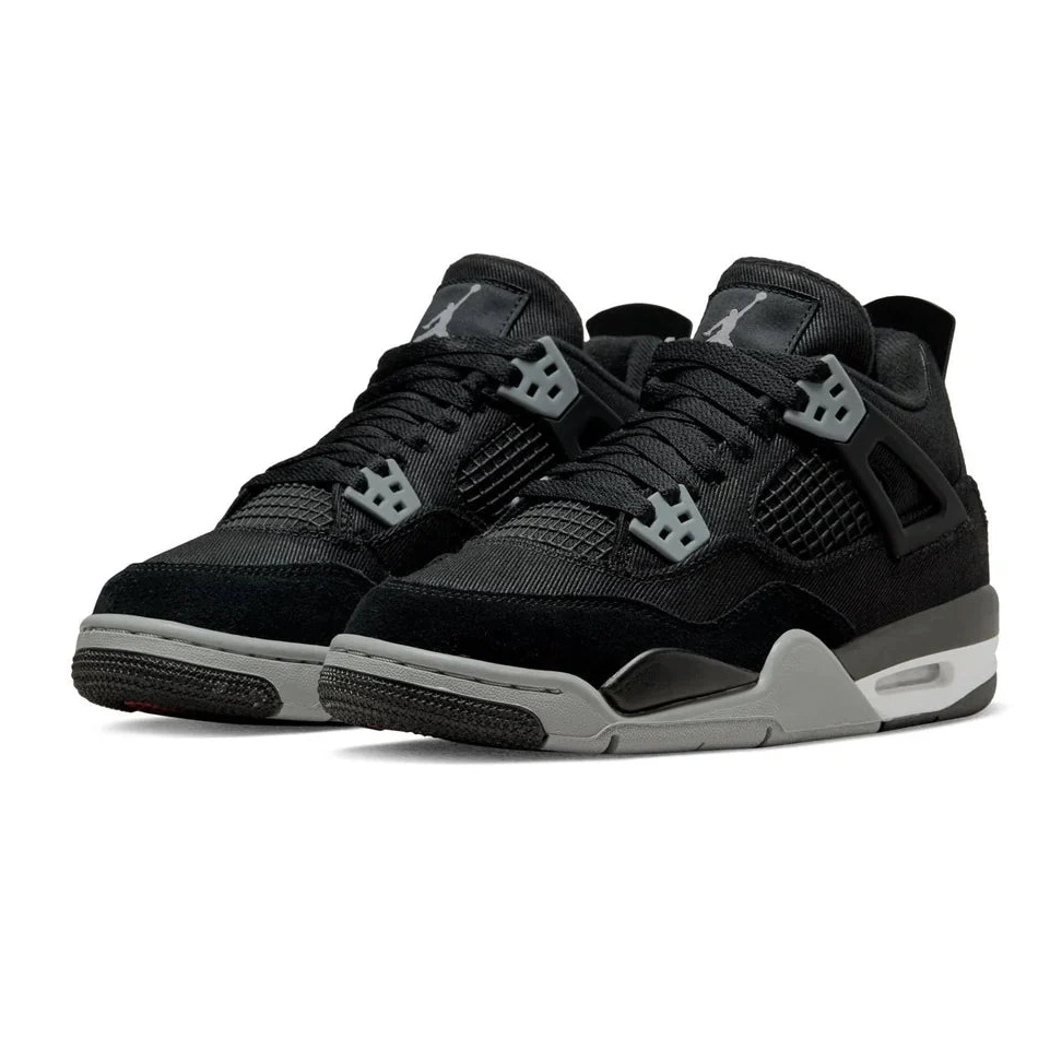 Retro Canvas Black Jordan 4 Air GS 0516